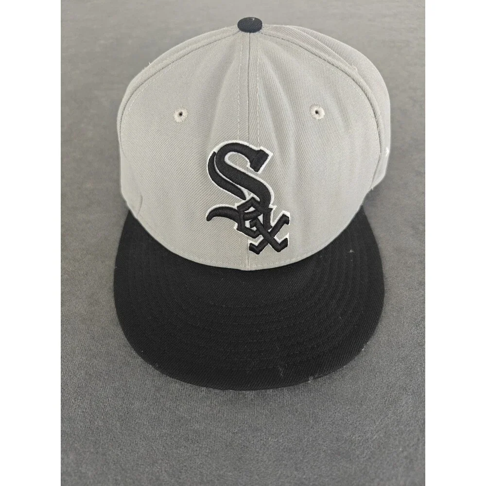 New Era 59FIFTY Chicago White Sox Fitted Hat Gray Black Size 7 5/8 MLB Cap